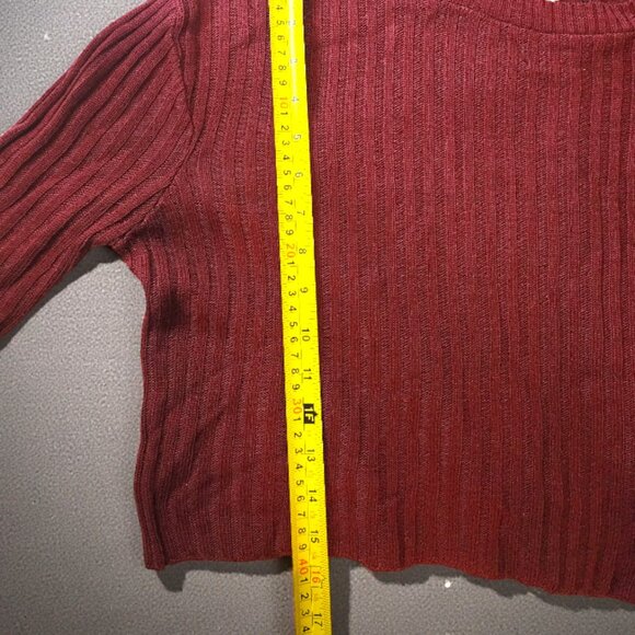 Knit Minded Maroon Ribbed Crop Sweater M Made in USA Grunge Boxy 90s Style - Picture 6 of 8